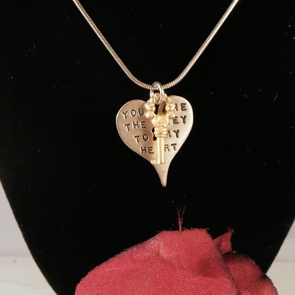 Kathy Bransfield Sterling Silver Pendant "You Are The Key To My Heart" W/ Chain